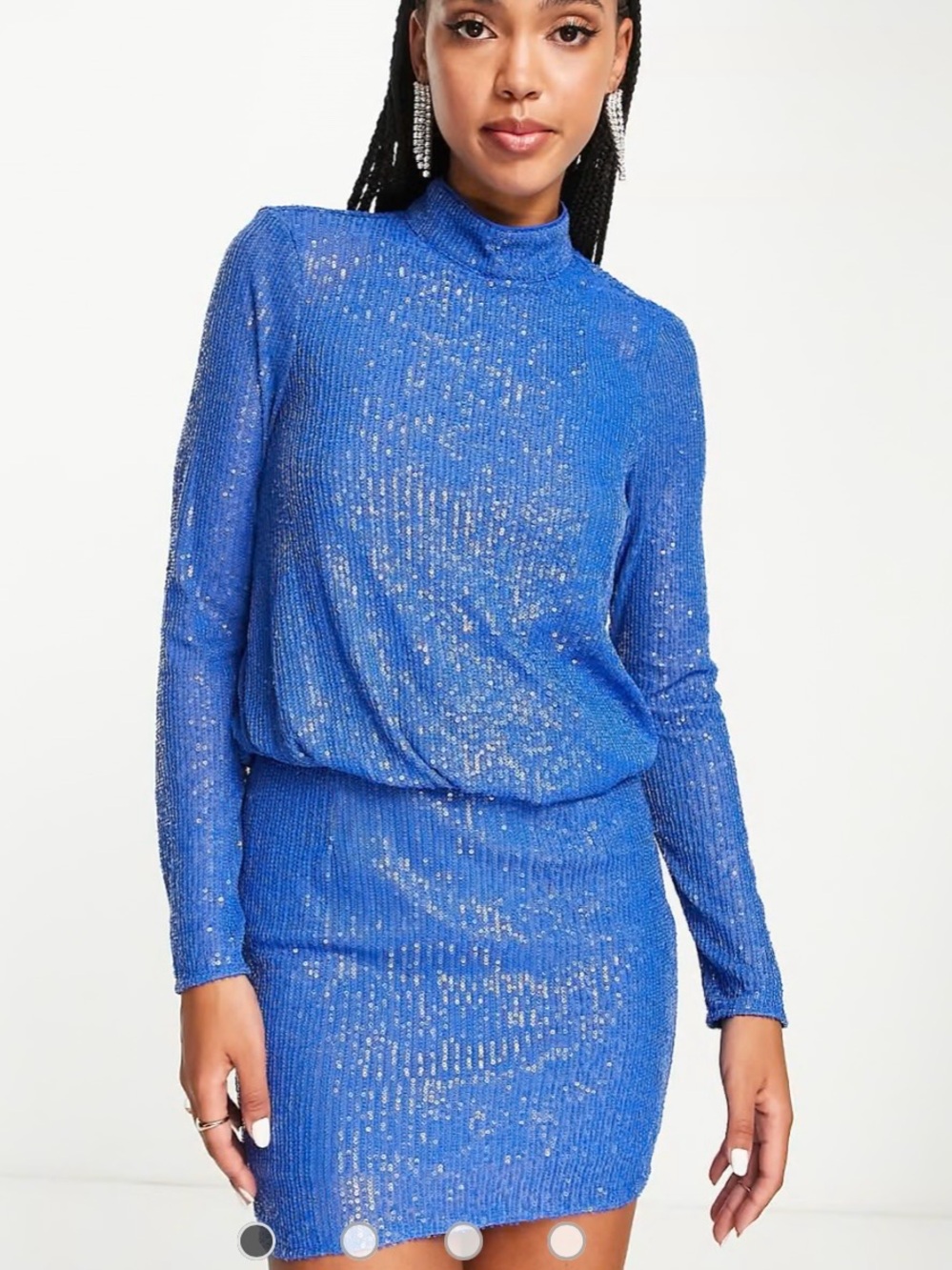 ASOS design Royal Blue Sequin Long Sleeve Dress Sz 4